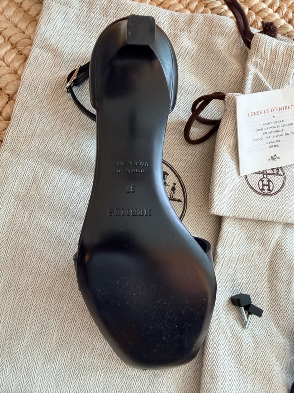 Hermes Black Leather High Heel Sandals - Picture 6 of 10